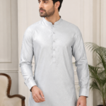 Self textured kameez with plain shalwar  Width 56 inch